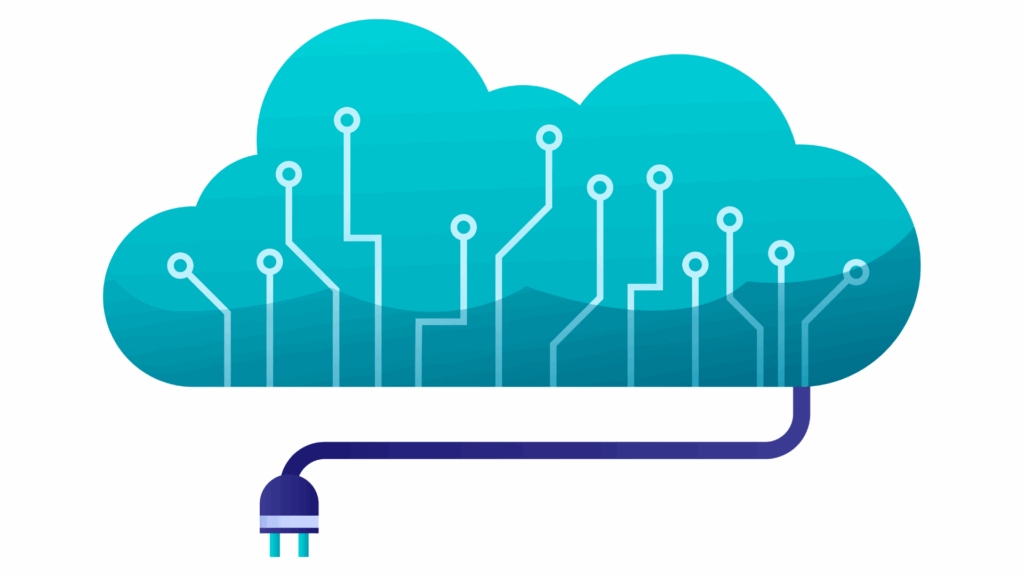 A graphic depicting the use if AI from cloud sources for business.